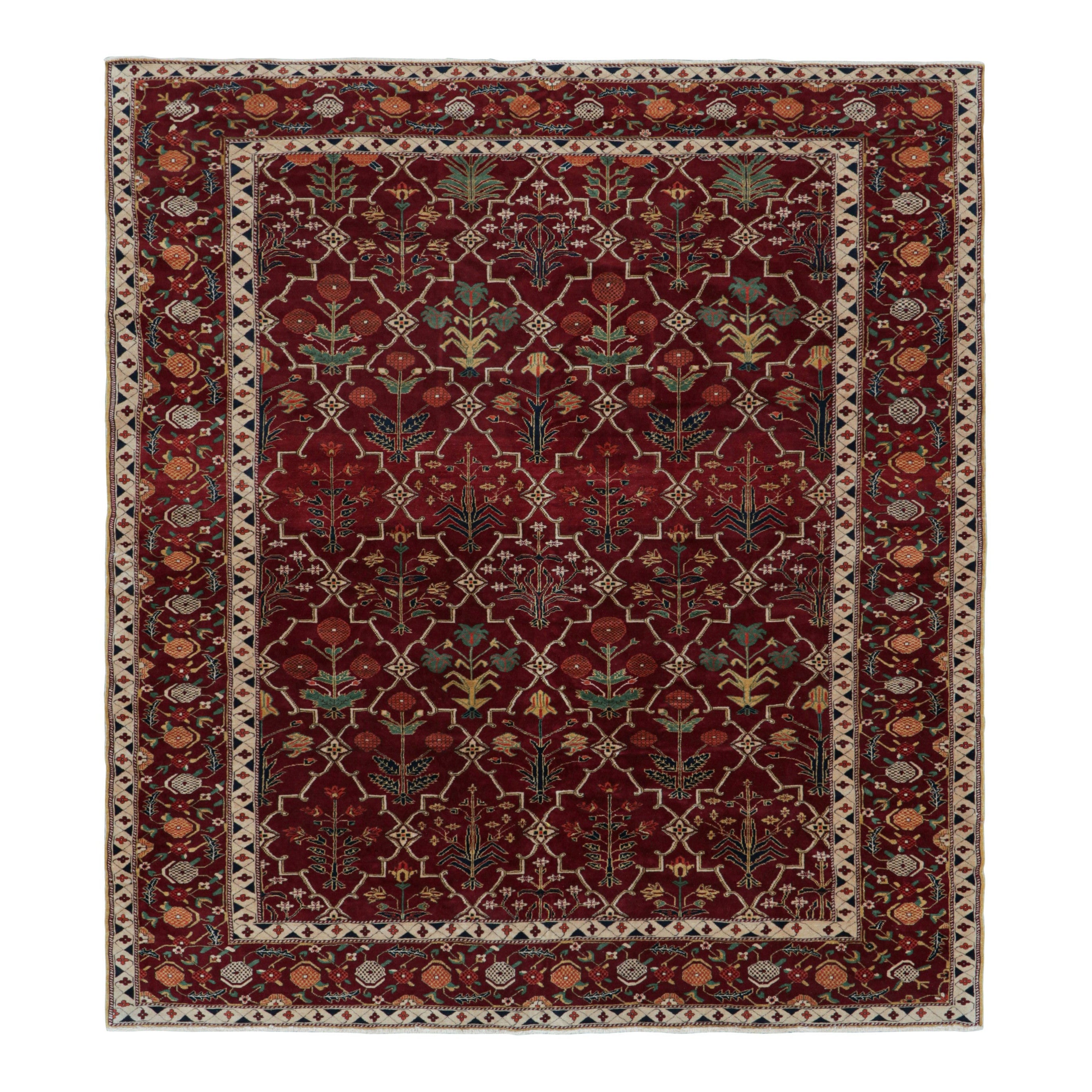 Rug & Kilim's Modern Agra Rug in Red with Colorful Floral Patterns (tapis moderne Agra en rouge avec des motifs floraux colorés)
