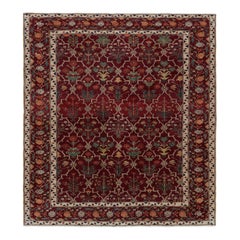 Alfombra moderna Agra de Rug & Kilim en rojo con motivos florales de colores