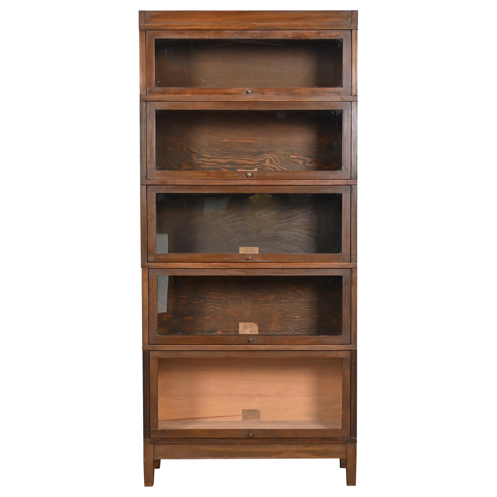 Globe Wernicke Antique Arts & Crafts Walnut Five-Stack Barrister Bookcase