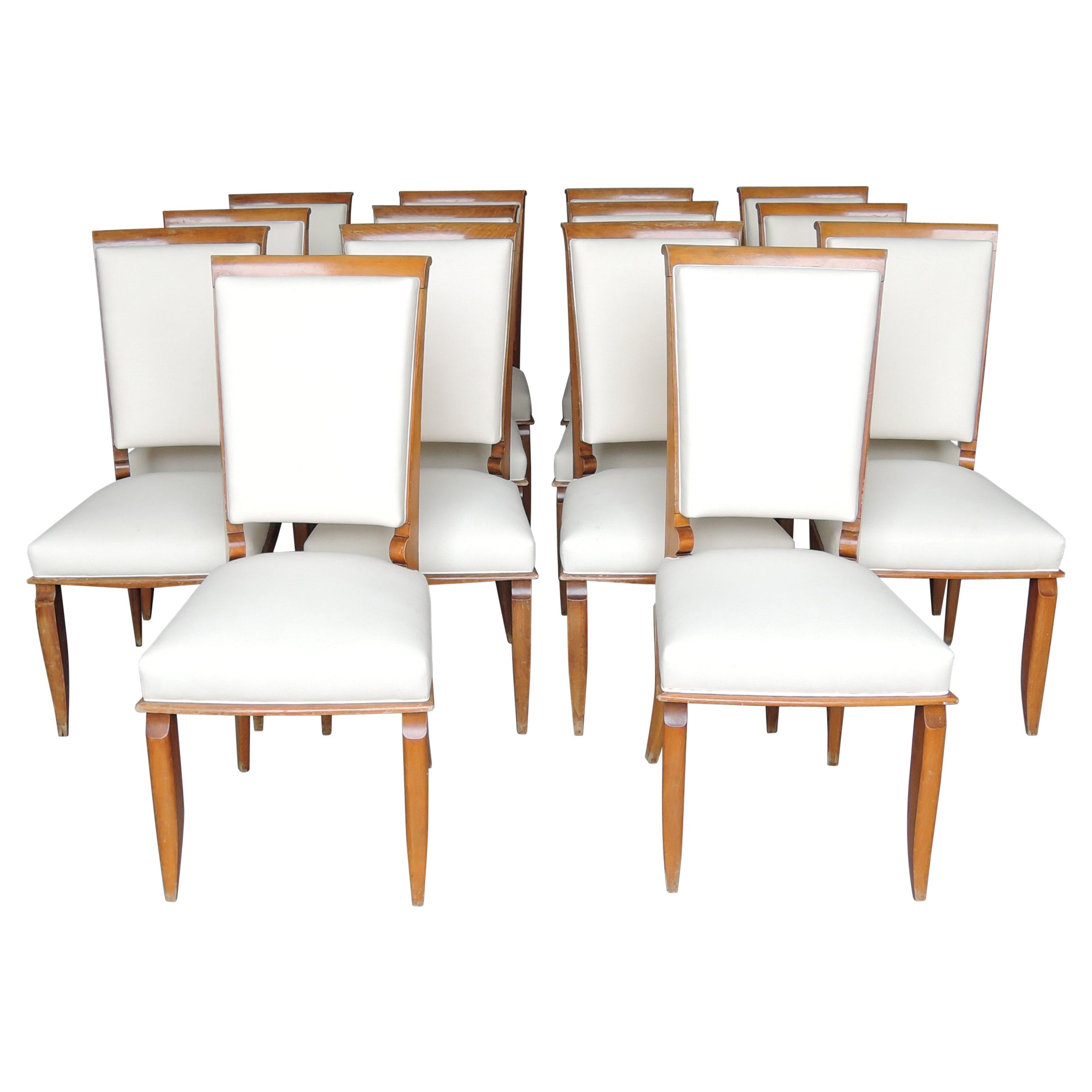 Set of 14 Fine French Art Deco Dining Chairs For Sale