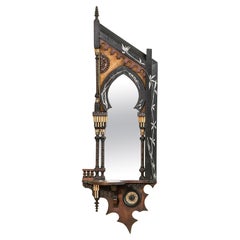 20th Century, Carlo Bugatti Wooden Wall Mirror 1900