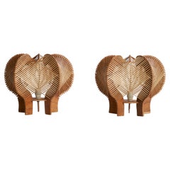 American Designer, Table Lamps, Plywood, Reed, USA, 1950s