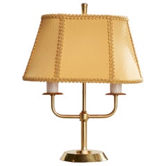 Swedish Designer, Table Lamp, Brass, Bakelite, Fabric, 1940s