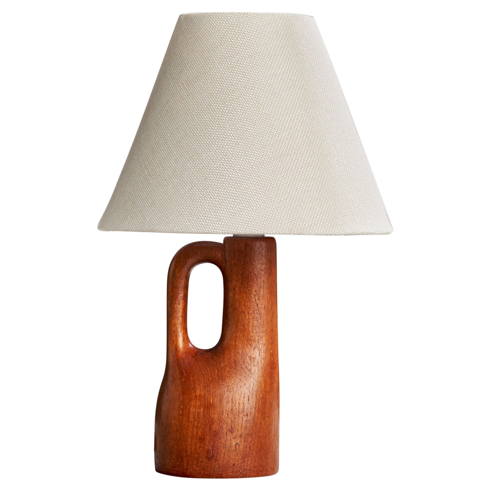 Schwedische Designerin, Tischlampe, Teakholz, Schweden, 1950er Jahre