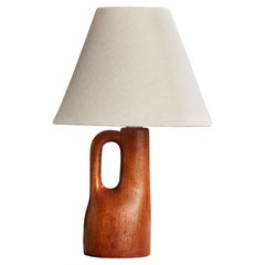 Schwedische Designerin, Tischlampe, Teakholz, Schweden, 1950er Jahre