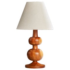 Schwedische Designerin, Tischlampe, Holz, Schweden, 1970er Jahre