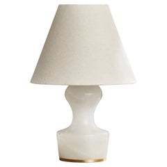 Vintage Italian Designer, Table Lamp, Alabaster, Brass, Italy, 1950s