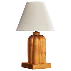 Swedish Designer, Table Lamp, Birch, Brass, Sweden, 1920s