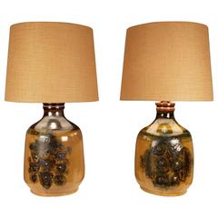 Large Pair of Glazed Ceramic Table Lamps, 1957