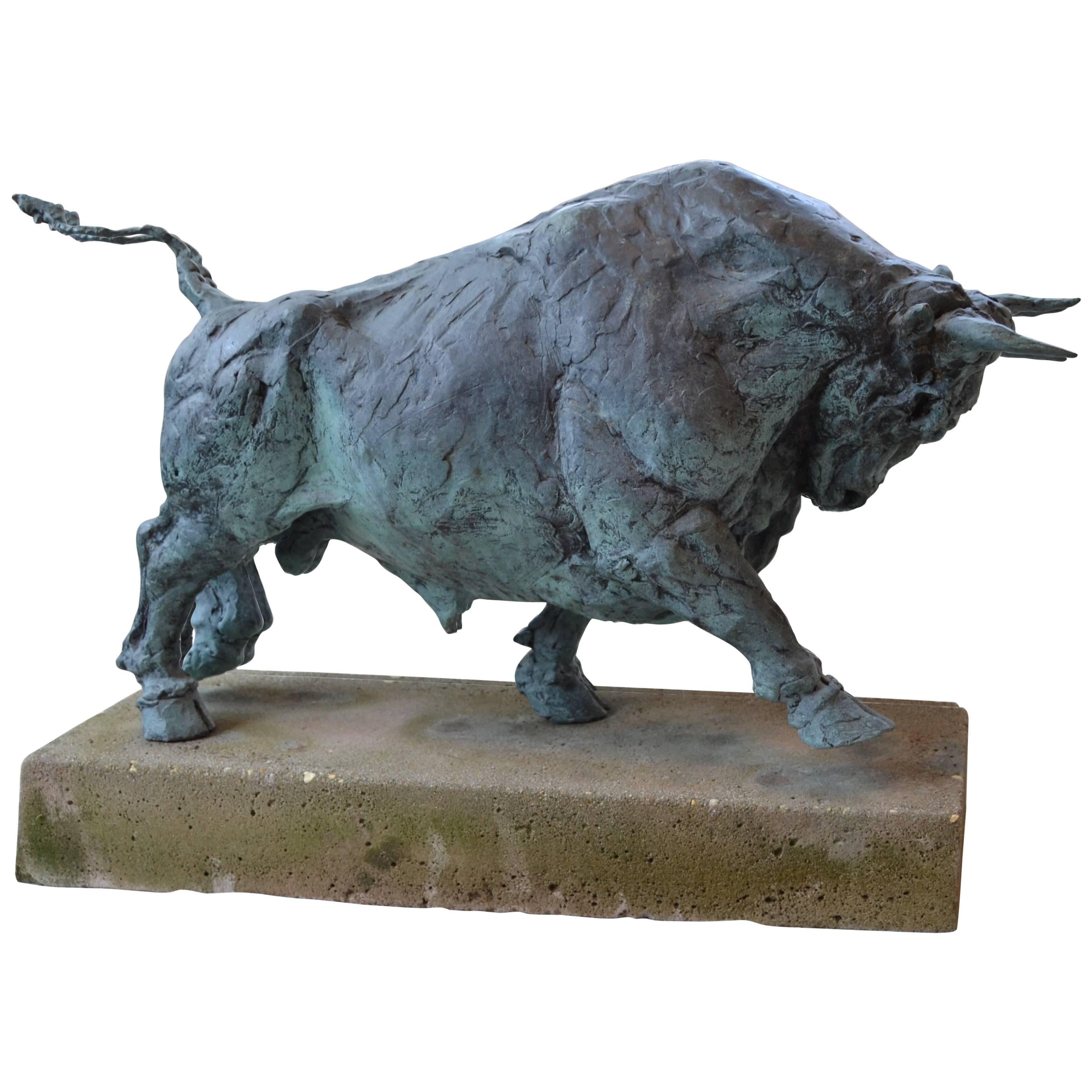 Bronze Garden Sculpture of a Bull For Sale