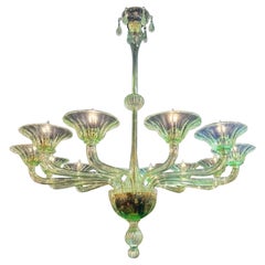 Murano Pale Green 12-Light Chandelier