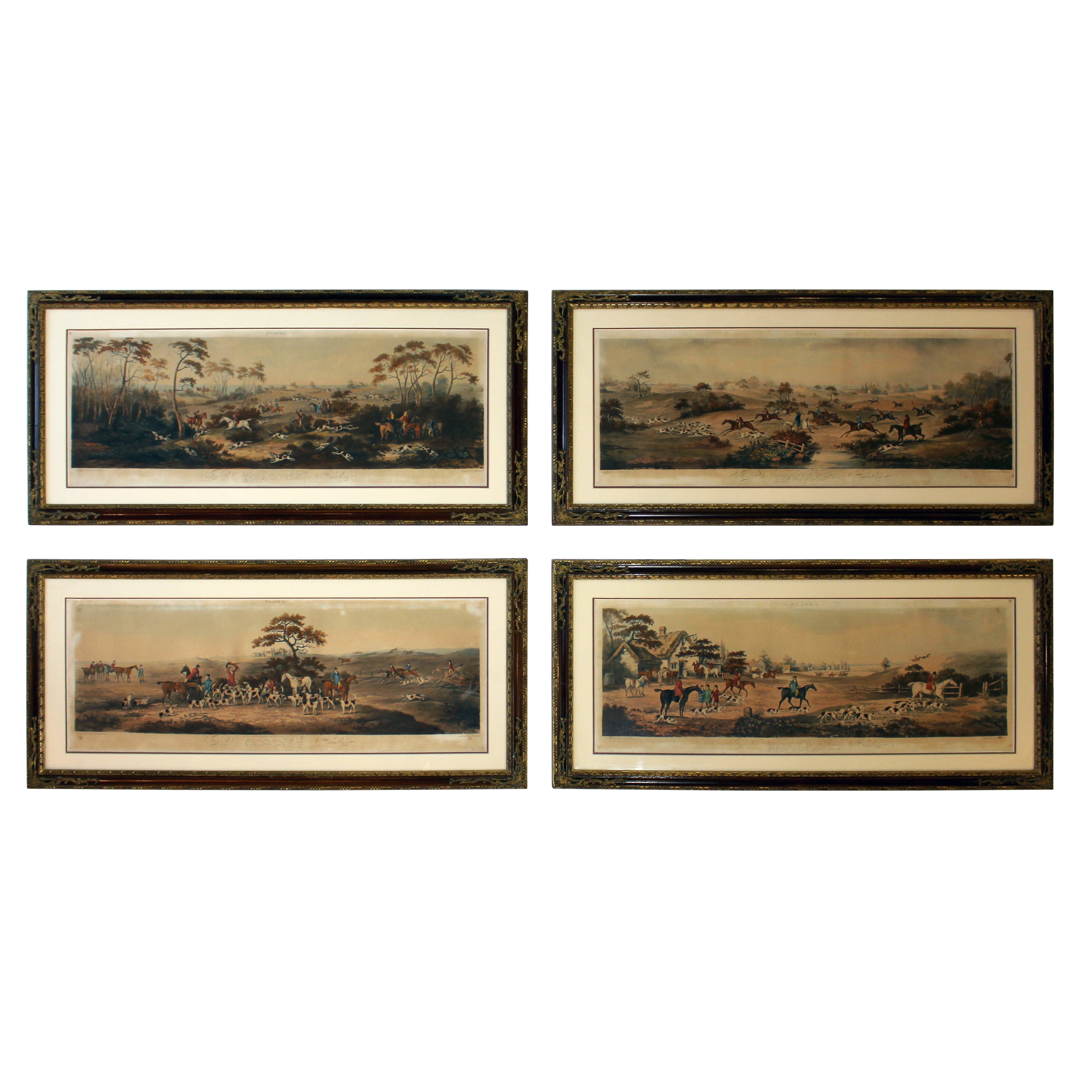 4 Stampe di caccia inglesi dipinte da D. Wolstenholme e stampate da Sutherland, 1817 in vendita
