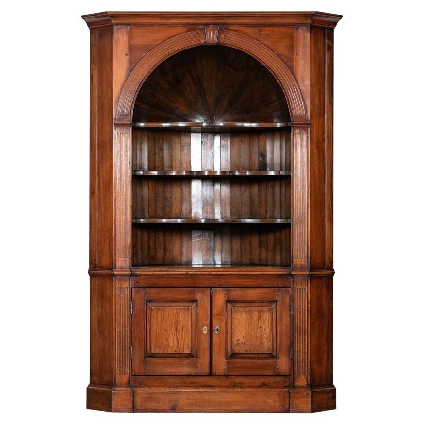 English Georgian Barrel Back Pine Corner Cabinet