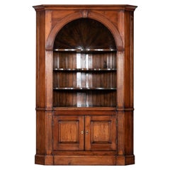 Antique English Georgian Barrel Back Pine Corner Cabinet