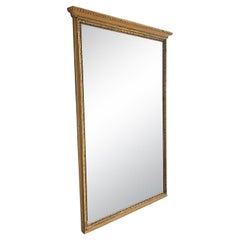 19th Century French Louis XVI Antique Gilted Pinewood Trumeau Glass Mirror