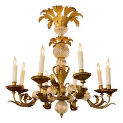 Lustre italien en tôle dorée