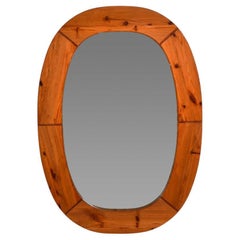 Swedish Wilhelmsson Style Pine Oval Wall Mirror Circa 1970's