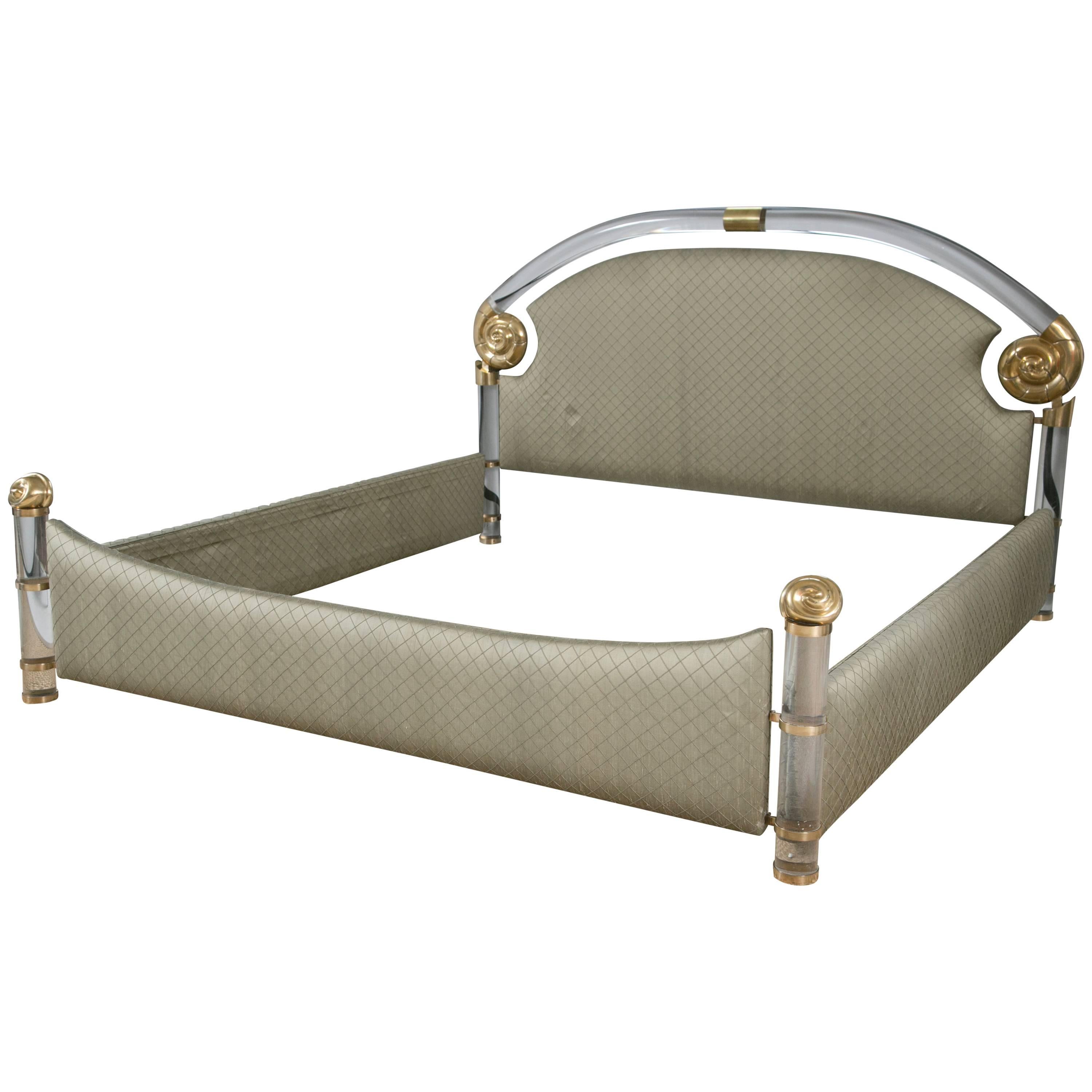 Brass and Lucite King Bed by Marcello Mioni