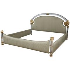 Vintage Brass and Lucite King Bed by Marcello Mioni