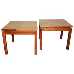 Pair of Brazilian Jacaranda Wood Square Side Tables, circa 1970