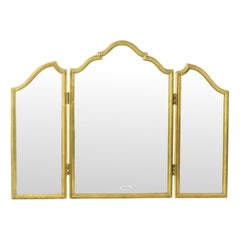 Vintage Triptychon Spiegel Blattgold Vergoldet Hollywood Regency 86cm