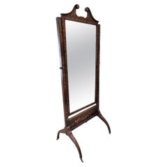 Antique Mirror vittoriano in mogano intarsiato con vetro smussato
