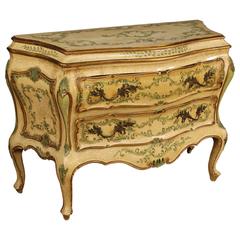 20th Century Lacquered, Gilded and Hand-Painted Wood Commode