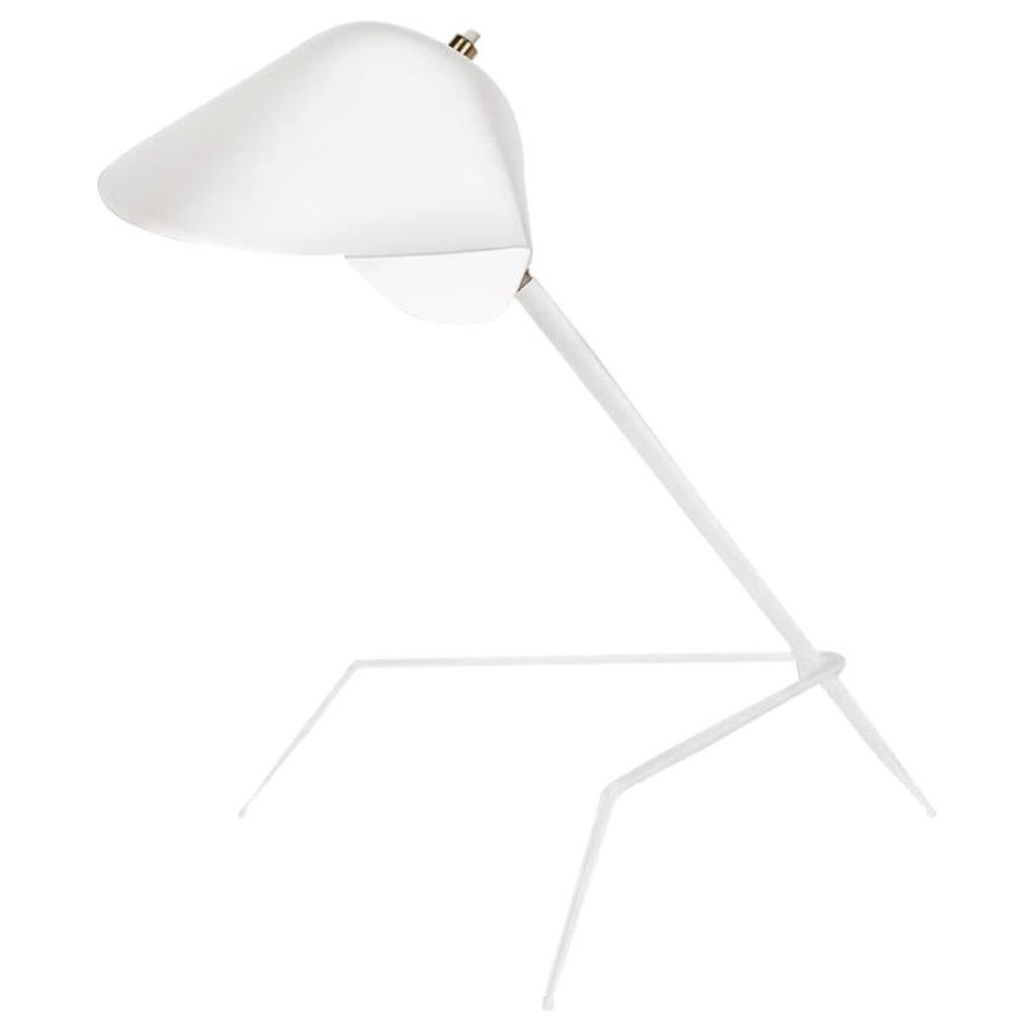 Serge Mouille Moderne weiße Dreibein-Lampe, Mid-Century Modern