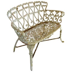 Antique Edwardian Quality Iron Garden Seat