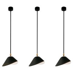 Set di tre lampade da soffitto Bibliothèque nere di Serge Mouille, stile metà secolo moderno