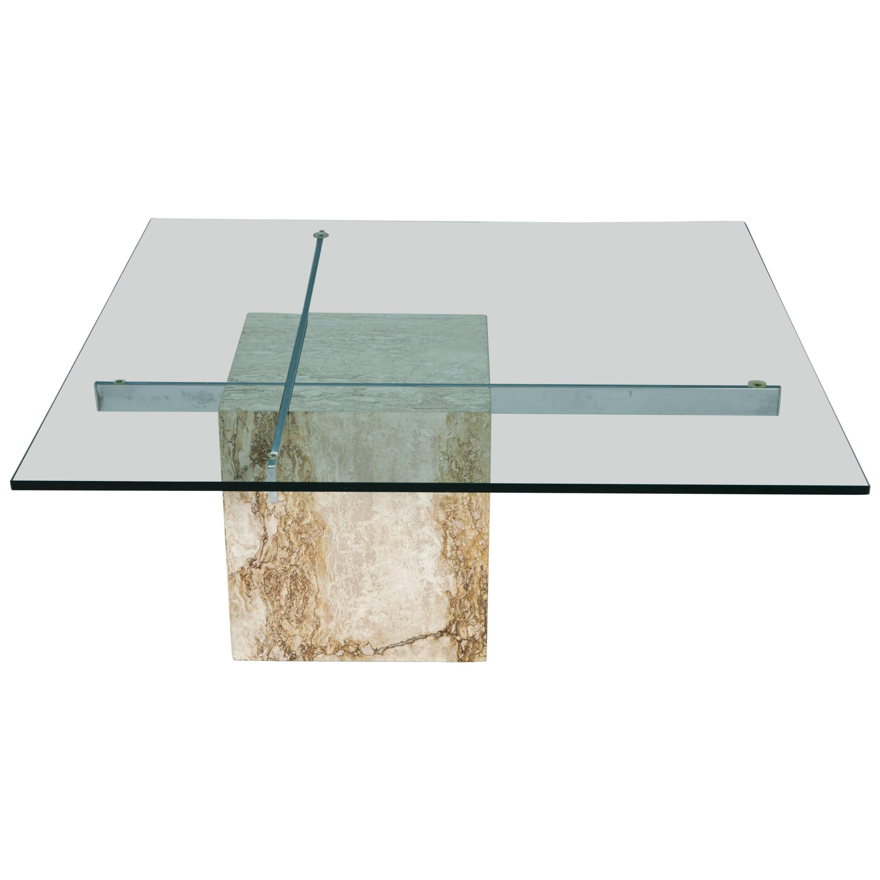 Artedi Travertine and Chrome Coffee Table