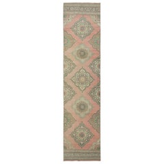 3'x13'2'' Tapis de couloir fait main. Tapis de cuisine. Tapis de couloir. Tapis d'escalier des années 1960