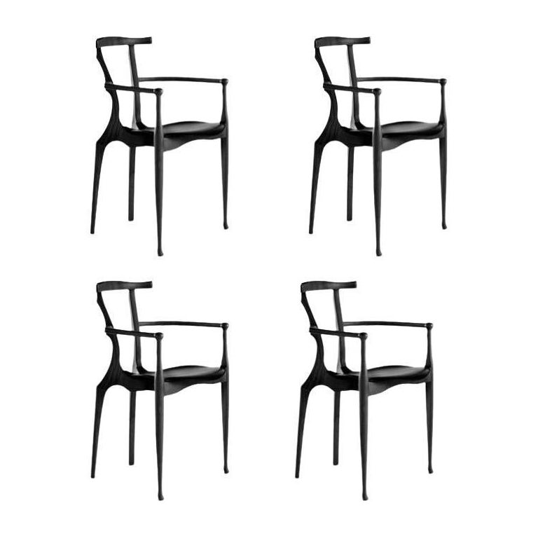 Juego de 4, Oscar Tusquets, Sillas Gaulino, Negro, Madera de Fresno Teñida, Contemporáneo