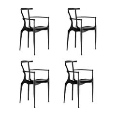 Juego de 4, Oscar Tusquets, Sillas Gaulino, Negro, Madera de Fresno Teñida, Contemporáneo