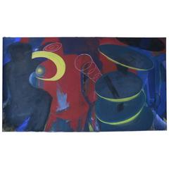 Large Modern Painting in Oil and Pastel on Canvas by Gabriel Klasmer