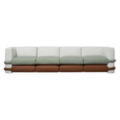 FourSeater Pillow Sofa, Mint Green, Brown, White, Leather, Muller Van Severen
