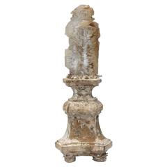 Antique 18th Century Decorated Italian Candlestick Fragment with Fishtail Selenite Blade
