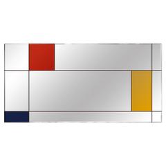 Grand miroir mural italien à la manière de Piet Mondrian par Rimadesio