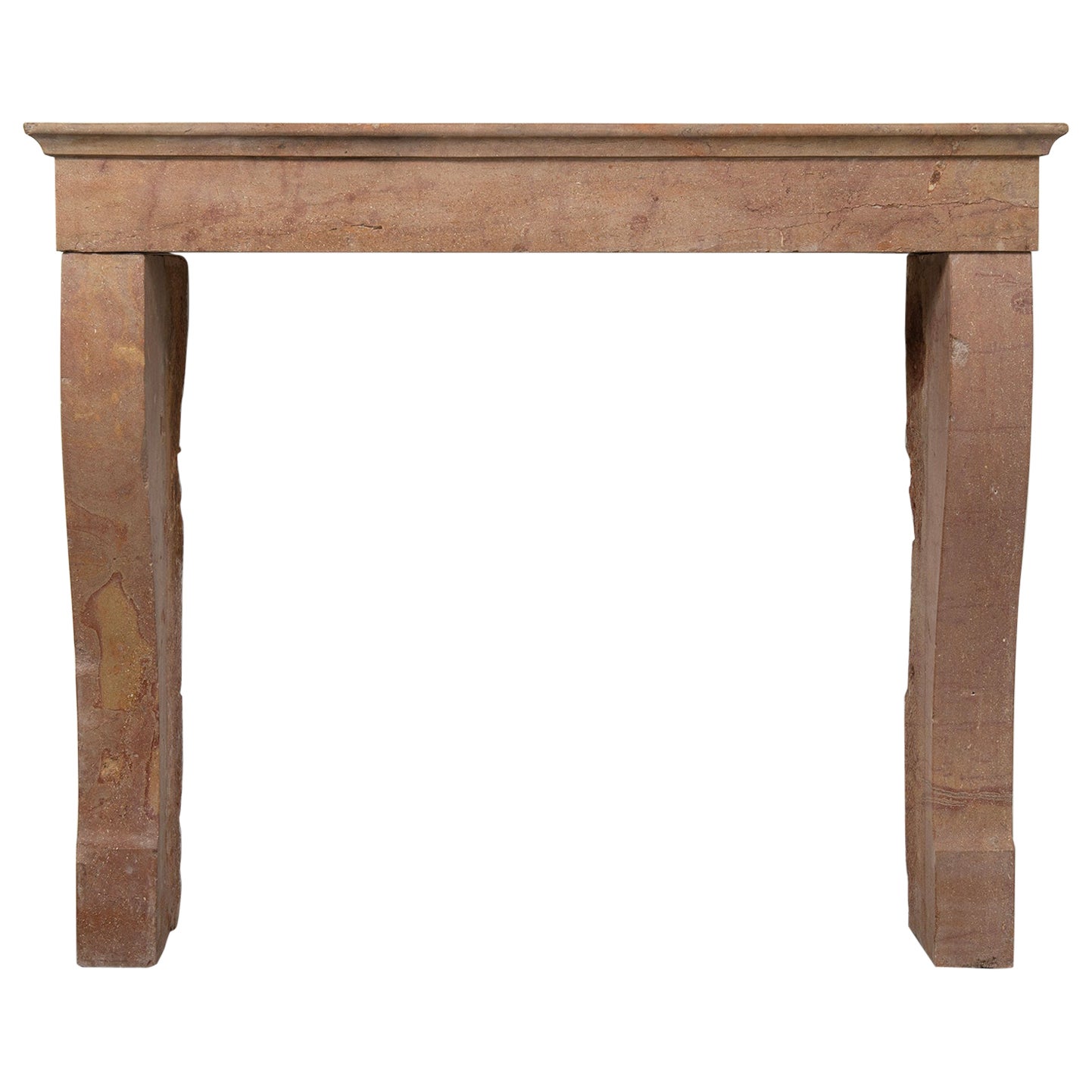 Antique Warm Colored Limestone Fireplace