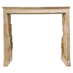 Large Limestone Fireplace Mantel