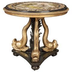 19th Century Italian Center Table with Giltwood Dolphins 11