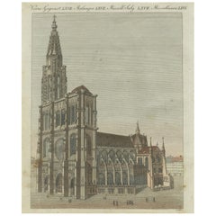 Engraving of Strasbourg Cathedral, Gothic Masterpiece in Alsace, 1805