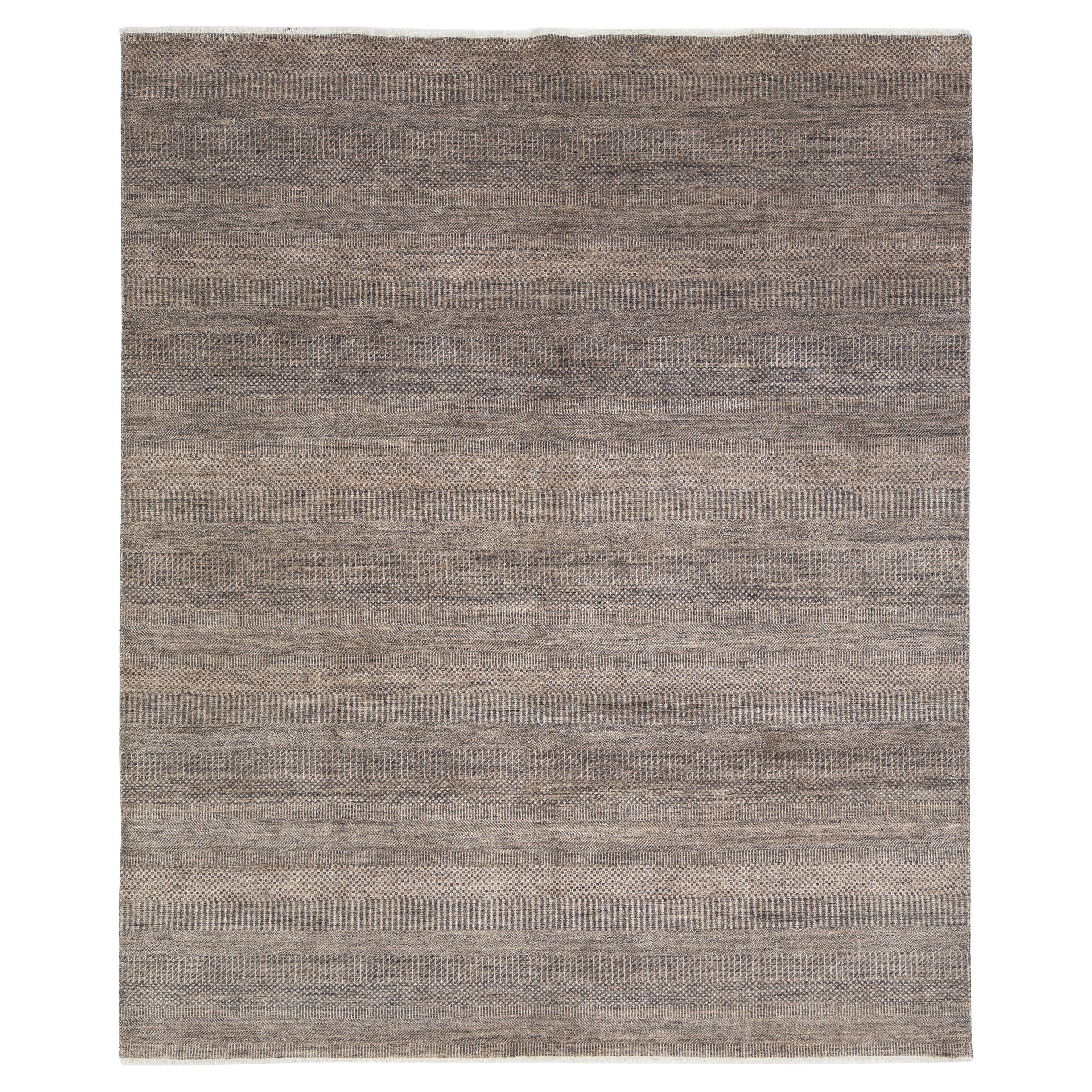 Modern Savannah Wollteppich Handgefertigt in Brown Mit Geometrischem Muster