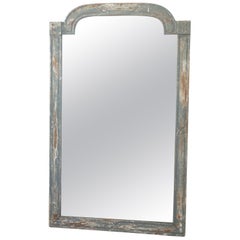 Antique Louis XVI Style Blue Grey Carved Mirror