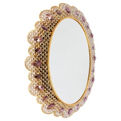 Spectacular Backlit Mirror Brass and Crystal Glass by Palwa, Germany