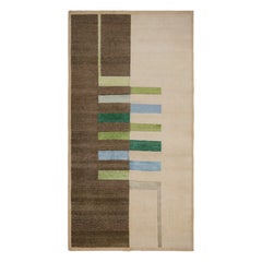 Rug & Kilim - Tappeto moderno Bauhaus Geometrico Beige Marrone Blu, Verde in Lana Personalizzato