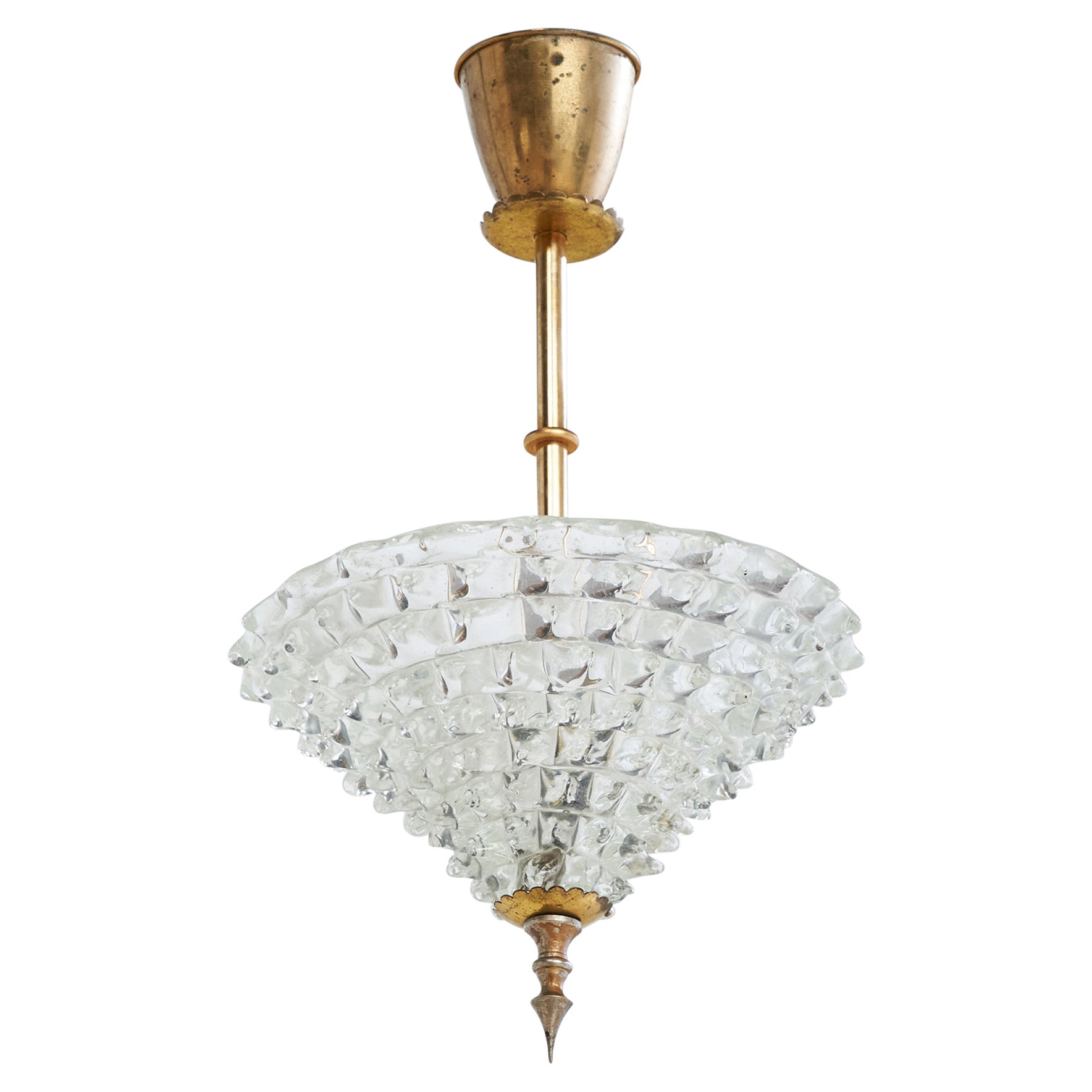 Diseñador italiano, Lámpara colgante, Latón, Cristal, Italia, Años 30 en venta