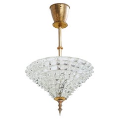 Italian Designer, Pendant Light, Brass, Glass, Italy, 1930s