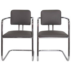 Pair of Signed Cantilevered Streamline Gilbert Rohde for Troy Sunshade Chairs