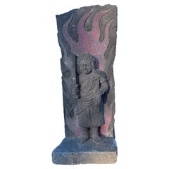 Japanese Antique Spiritual Guardian Garden Ornament Vivid Colors 19c 27 Inches